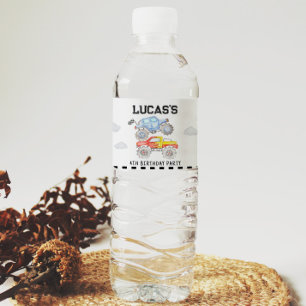 Monster Truck Birthday Water Fles Label Waterfles Etiket