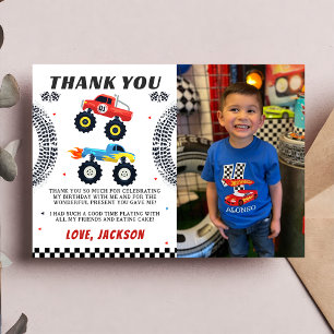 Monster Truck Boy Birthday Photo Carte de remercie