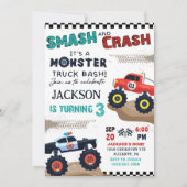 Monster Truck Boy Invitation de la fête du 3e anni (Devant)