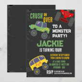 Monster truck Boys invitation anniversaire (Devant / Derrière)