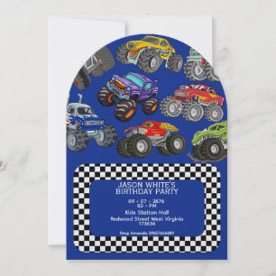 Monster Truck Boys Verjaardagsuitnodiging Kaart