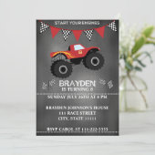 Monster Truck Chalkboard Invitation d'anniversaire (Debout devant)