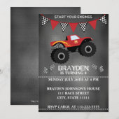 Monster Truck Chalkboard Invitation d'anniversaire (Devant / Derrière)