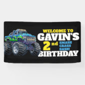 Monster Truck Cool Blue 2e Verjaardag Custom Vinyl Spandoek (Horizontaal)