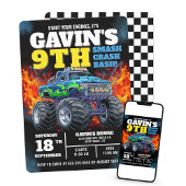 Monster Truck Cool Blue 9e verjaardag gepersonalis Kaart