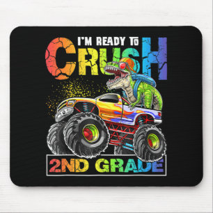 Monster Truck Crush 2nd Grade Dinosaur Boys Back Muismat
