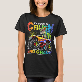 Monster Truck Crush 2nd Grade Dinosaur Boys Back T-shirt