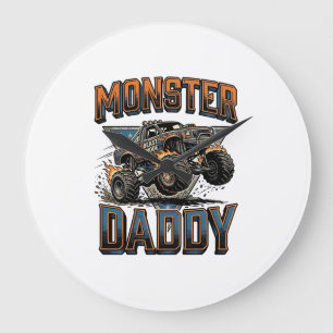 Monster Truck Daddy Vintage Gravure Shirt Ontwerp Grote Klok