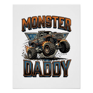 Monster Truck Daddy Vintage Gravure Shirt Ontwerp Perfect Poster