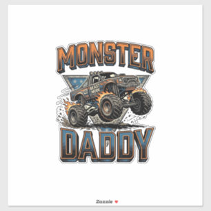 Monster Truck Daddy Vintage Gravure Shirt Ontwerp Sticker