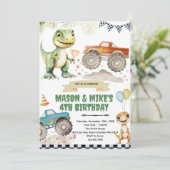 Monster truck dinosaur theme invitation (Debout devant)