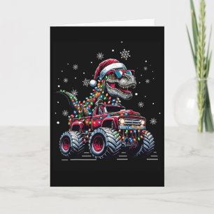 Monster Truck Dinosaur Trex Kerstmis Jongens Kinde Kaart