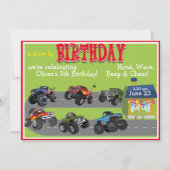 Monster Truck Drive By Birthday Parade Invitation (Devant)