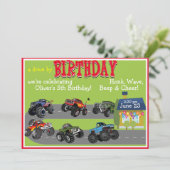Monster Truck Drive By Birthday Parade Invitation (Debout devant)