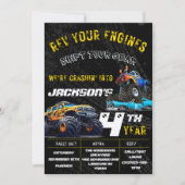 Monster Truck Editable Invitation de fête d'annive (Devant)