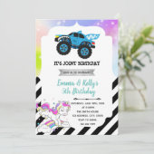 Monster truck et unicorne coparty Invitation (Debout devant)