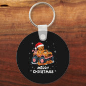 Monster Truck Gingerbread Man Funny Merry Christma Sleutelhanger (Voorkant)