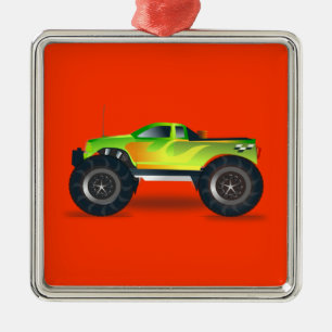 Monster Truck - Groen Metalen Ornament