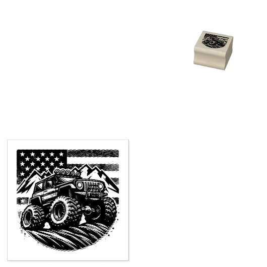MONSTER TRUCK HOUT KUNST STEMPEL (Gestempeld)