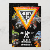 Monster Truck Invitation Kaart (Voorkant / Achterkant)