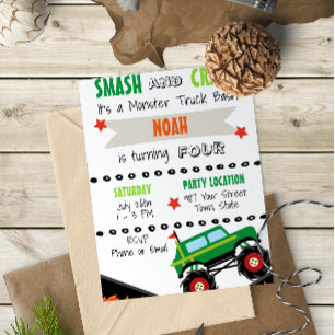 Monster Truck Invitation Kaart
