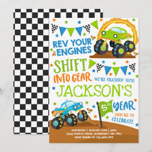 Monster Truck Invitation Monster Truck Birthday Kaart