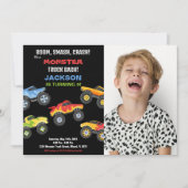 Monster Truck Invitations Anniversaire avec photo (Devant)