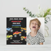 Monster Truck Invitations Anniversaire avec photo (Debout devant)