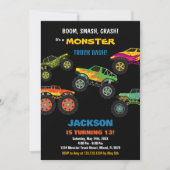 Monster Truck Invitations Anniversaire Couleur Noi (Devant)