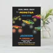 Monster Truck Invitations Anniversaire Couleur Noi (Debout devant)