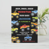 Monster Truck Invitations Anniversaire Couleur Noi (Debout devant)
