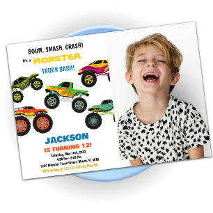 Monster Truck Invitations Anniversaire Couleurs av