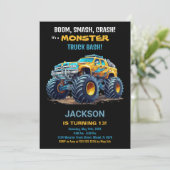 Monster Truck Invitations Anniversaire Jaune Noir (Debout devant)