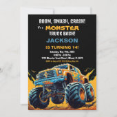 Monster Truck Invitations Anniversaire Orange BC (Devant)