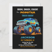 Monster Truck Invitations Anniversaire Orange Blac (Devant)