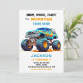 Monster Truck Invitations Anniversaire Orange Blue (Debout devant)