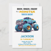 Monster Truck Invitations Anniversaire Orange Blue (Devant)