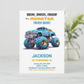 Monster Truck Invitations Anniversaire Orange Blue (Debout devant)