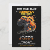 Monster Truck Invitations Anniversaire Orange Fire (Devant)