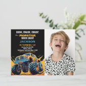 Monster Truck Invitations Anniversaire Photo Jaune (Debout devant)