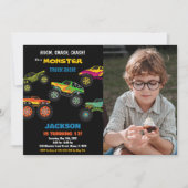 Monster Truck Invitations Anniversaire Photo noire (Devant)