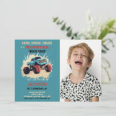 Monster Truck Invitations d'anniversaire Green w P (Debout devant)