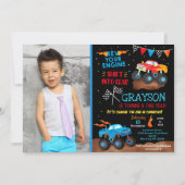 Monster Truck Invitations de fête d'anniversaire P (Devant)