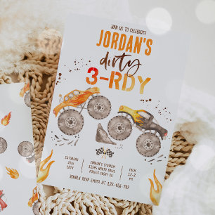 Monster Truck Jongen Vies 3-Rdy 3e Verjaardagsfees Kaart