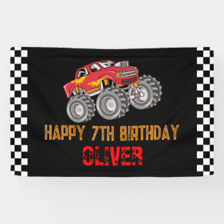 Monster Truck Kind's Verjaardagsfeest Spandoek