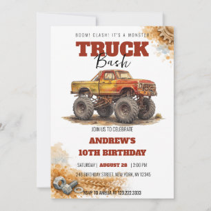 Monster Truck Klap Oude Roestige Truck Verjaardag Kaart