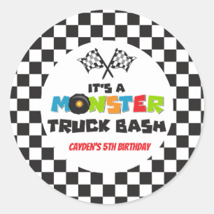Monster Truck monsters verjaardag Ronde Sticker