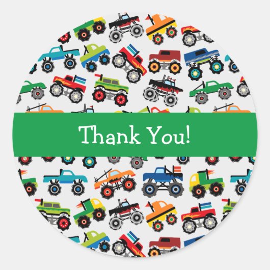 Monster Truck Motif Classic Round Sticker (Devant)
