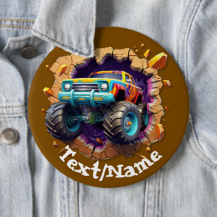 Monster Truck Muur Doorbraak Ontwerp Pinback Knop Ronde Button 6,0 Cm