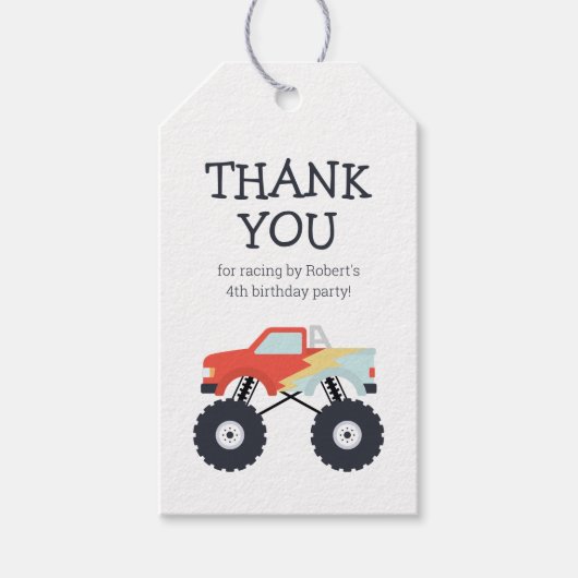 Monster Truck Party Favor Labels Cadeaulabel (Voorkant)